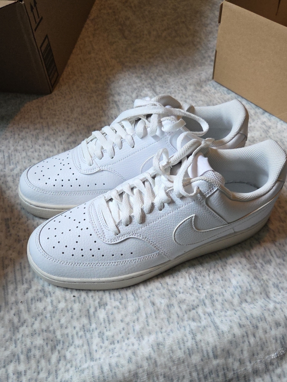 Nike Men’s All-White Low-Top Leather Sneakers